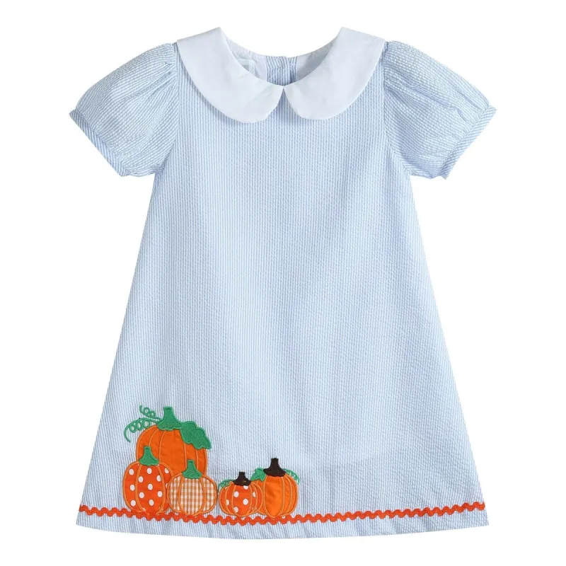 Light Blue Seersucker Pumpkin A-Line Dress sold by Zulily