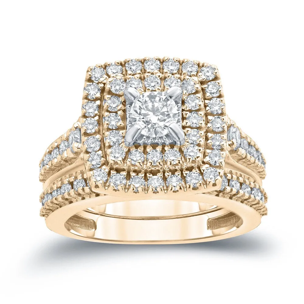 14k Gold 1 3/5ct TDW Diamond Halo Engagement Ring Set by Auriya sold by Zulily product image thumbnail 2