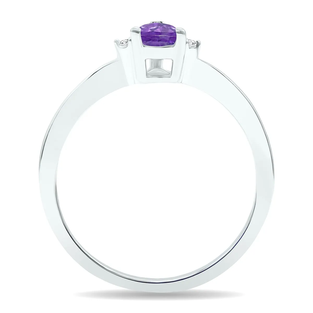 Women's Amethyst and Diamond Classic Band in 10K White Gold sold by Zulily product image thumbnail 2