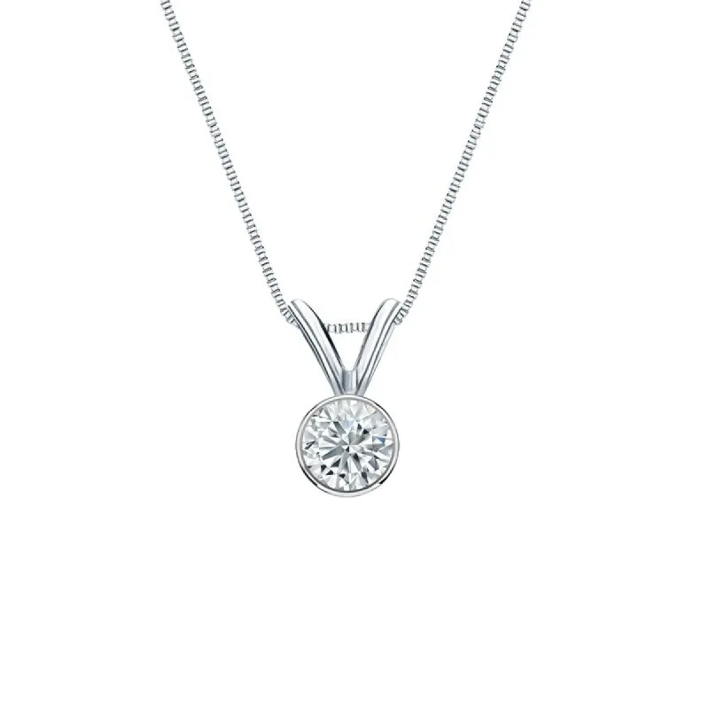 Auriya 14-karat Gold 0.20ctw Round Solitaire Lab Grown Diamond Necklace Bezel (H-I VS) - 0.2 sold by Zulily