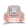 14k Gold 1 3/5ct TDW Diamond Halo Engagement Ring Set by Auriya sold by Zulily