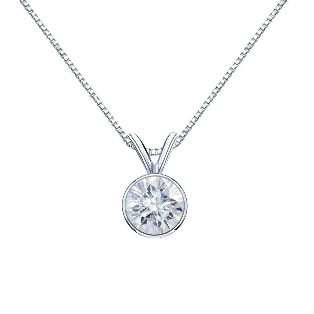 Auriya 14k Gold 3ct TW Round Bezel-set Moissanite Necklace Solitaire - 9.3 mm sold by Zulily