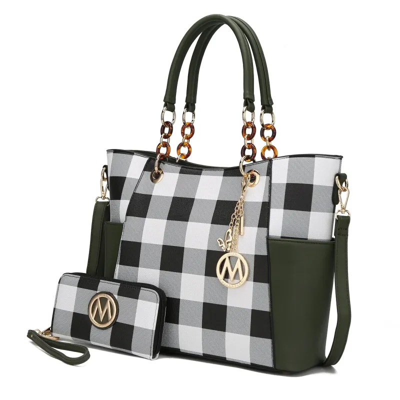 MKF Collection Bonita Checker Tote Bag & Wallet Set by Mia K. sold by Zulily