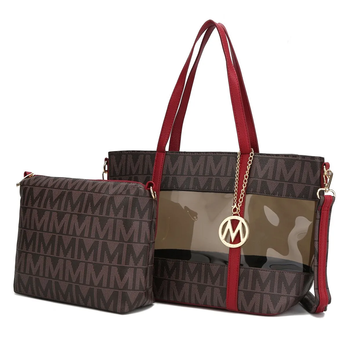 Mkfcollection Belinda Signature Tote Bag And Pouch Set Vegan Leather Designer sold by Zulily