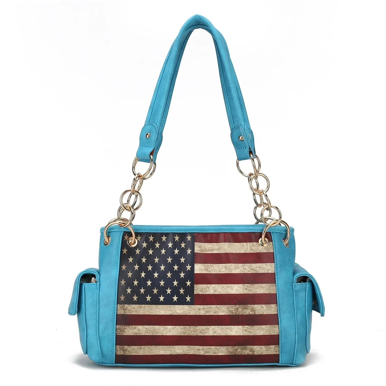 Mkfcollection Alaina Printed Flag Shoulder Bag Vegan Leather Designer Handbag sold by Zulily product image thumbnail 3