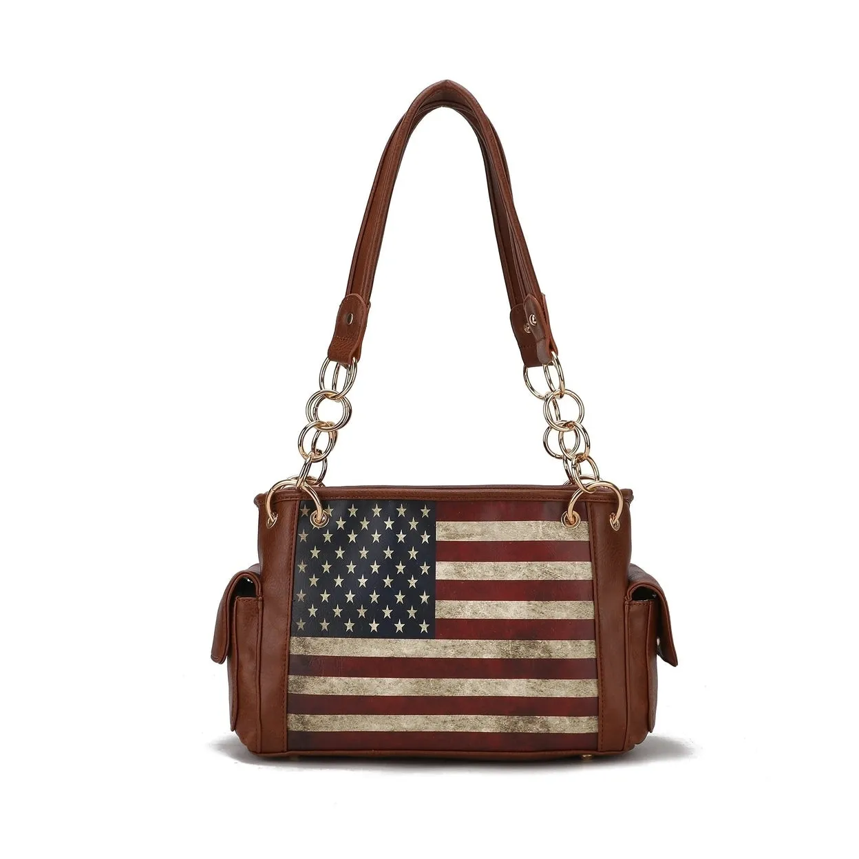 Mkfcollection Alaina Printed Flag Shoulder Bag Vegan Leather Designer Handbag sold by Zulily