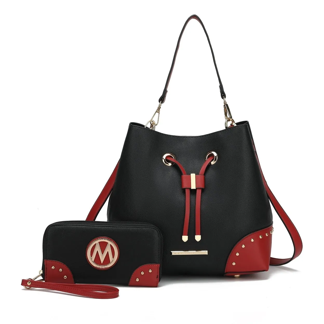 Mkfcollection Bella Bucket Bag And Wallet Set Vegan Leather Designer Handbag sold by Zulily product image thumbnail 2