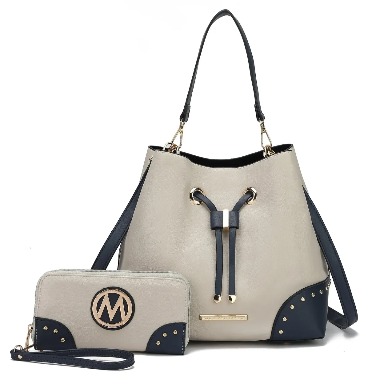 Mkfcollection Bella Bucket Bag And Wallet Set Vegan Leather Designer Handbag sold by Zulily