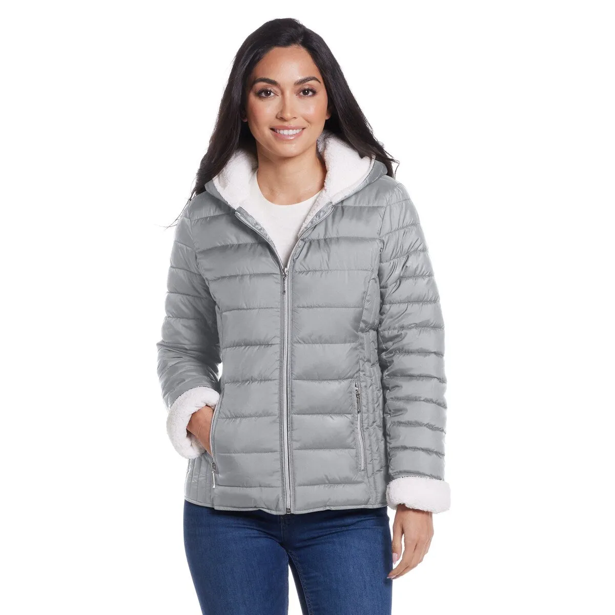 Channel Quilted Puffer Jacket with Sherpa lining sold by Zulily product image thumbnail 3