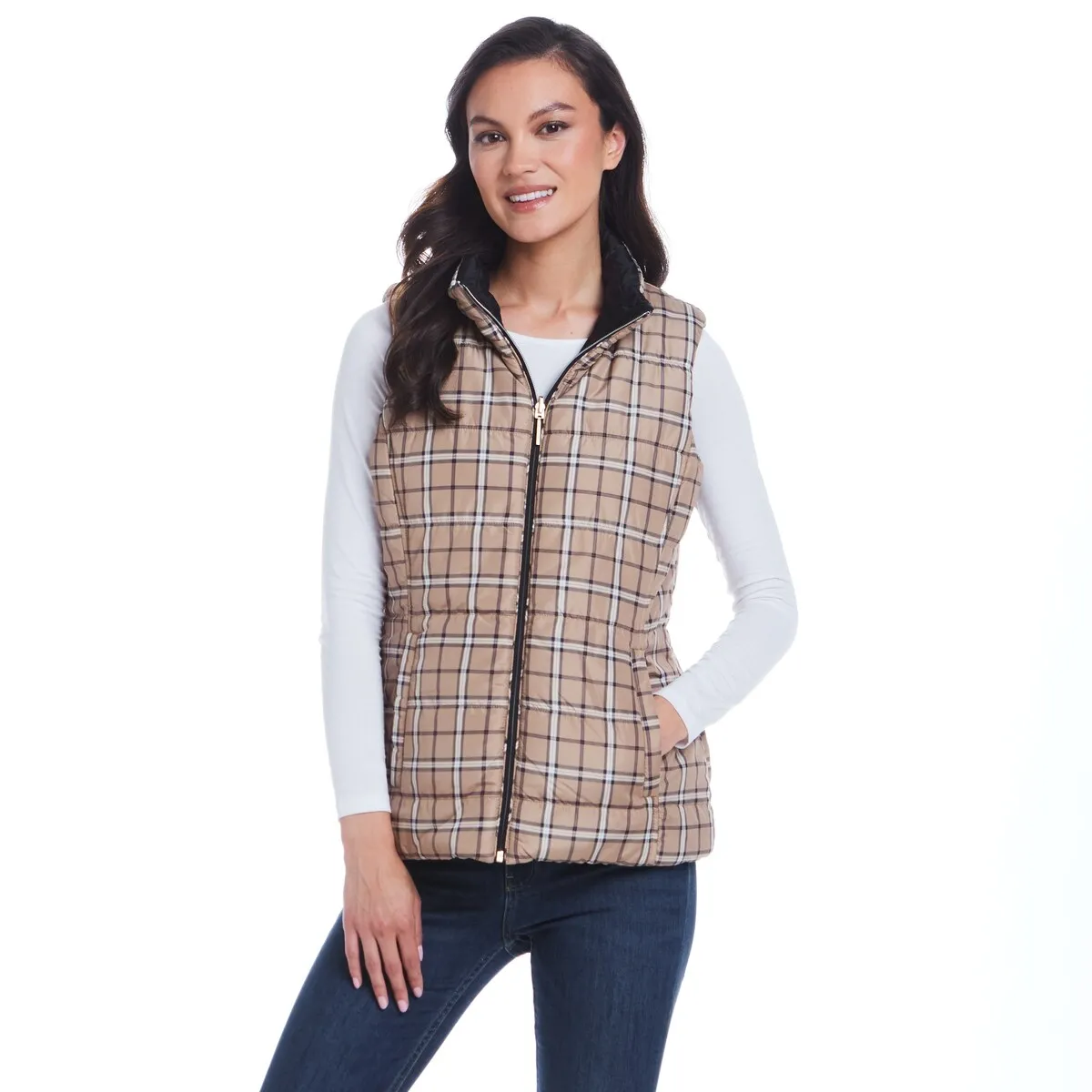Reversible Plaid Quilted Vest sold by Zulily product image thumbnail 3