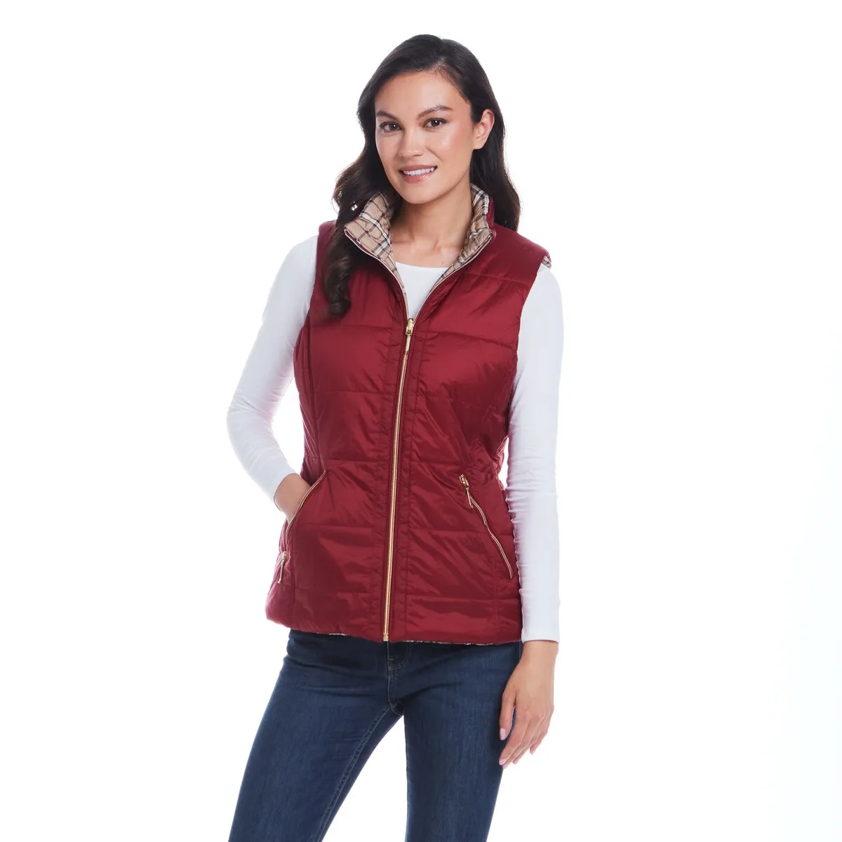 Reversible Plaid Quilted Vest sold by Zulily product image thumbnail 4