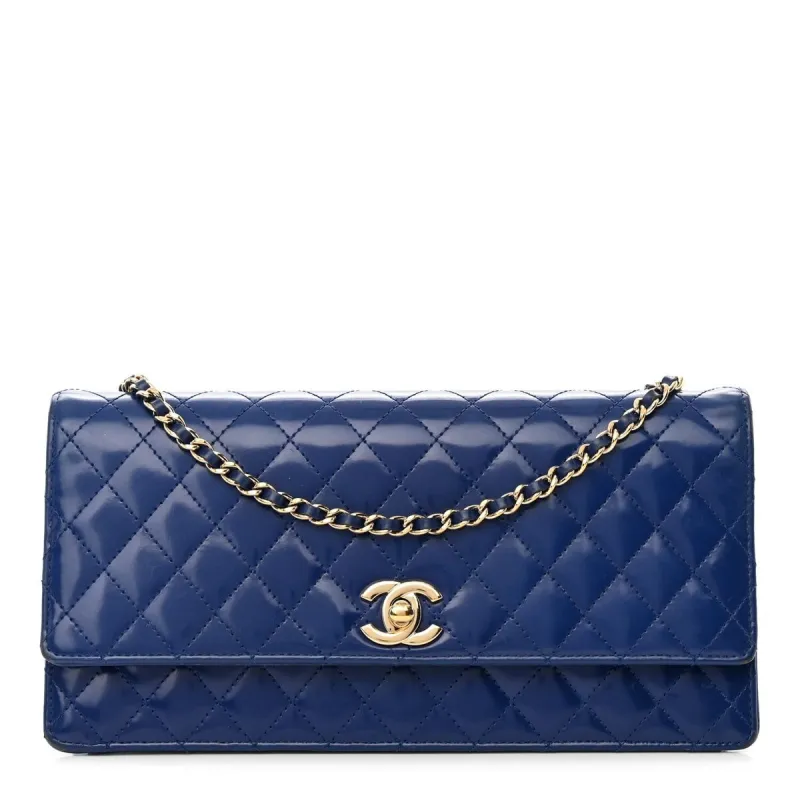Chanel Patent Quilted Flap Blue (Pre-Owned) - One Size sold by Zulily