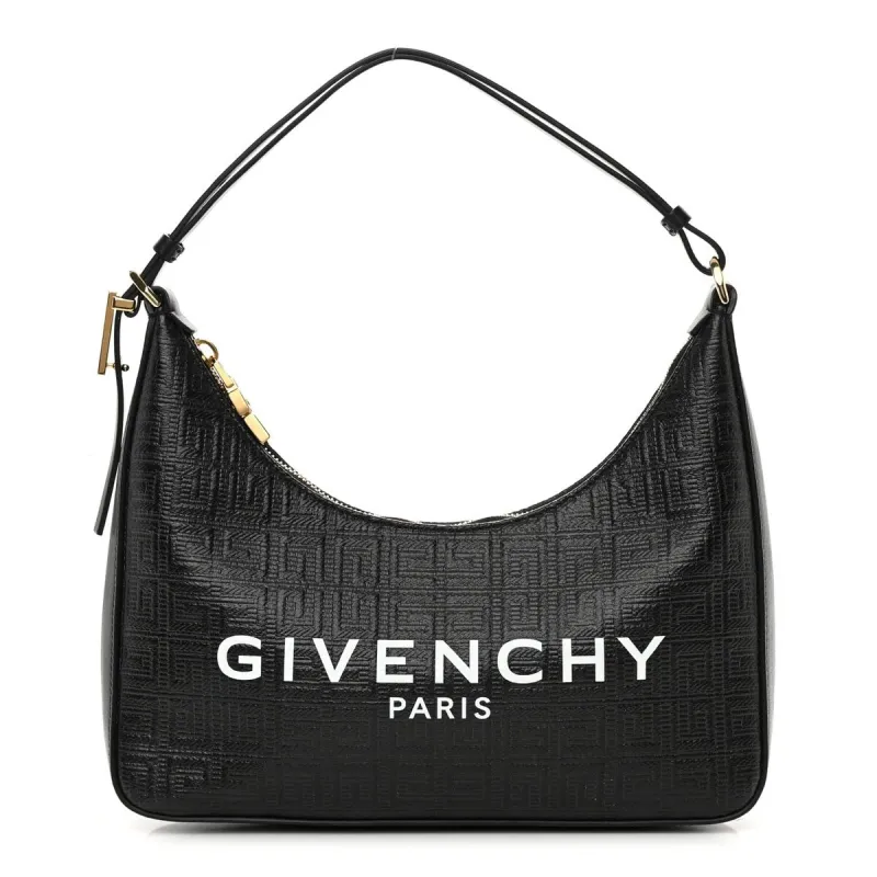 Givenchy Coated Canvas Logo 4G Embossed Small Moon Cut Out Shoulder Bag Black (Pre- sold by Zulily