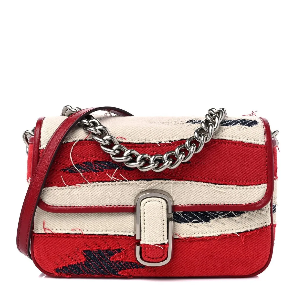 Marc Jacobs Denim Snapshot Shoulder Bag Red Multicolor (Pre-Owned) - One Size sold by Zulily