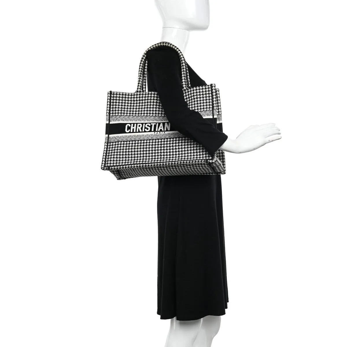 Dior Canvas Houndstooth Embroidered Medium Book Tote Black White (Pre-Owned) sold by Zulily product image thumbnail 2