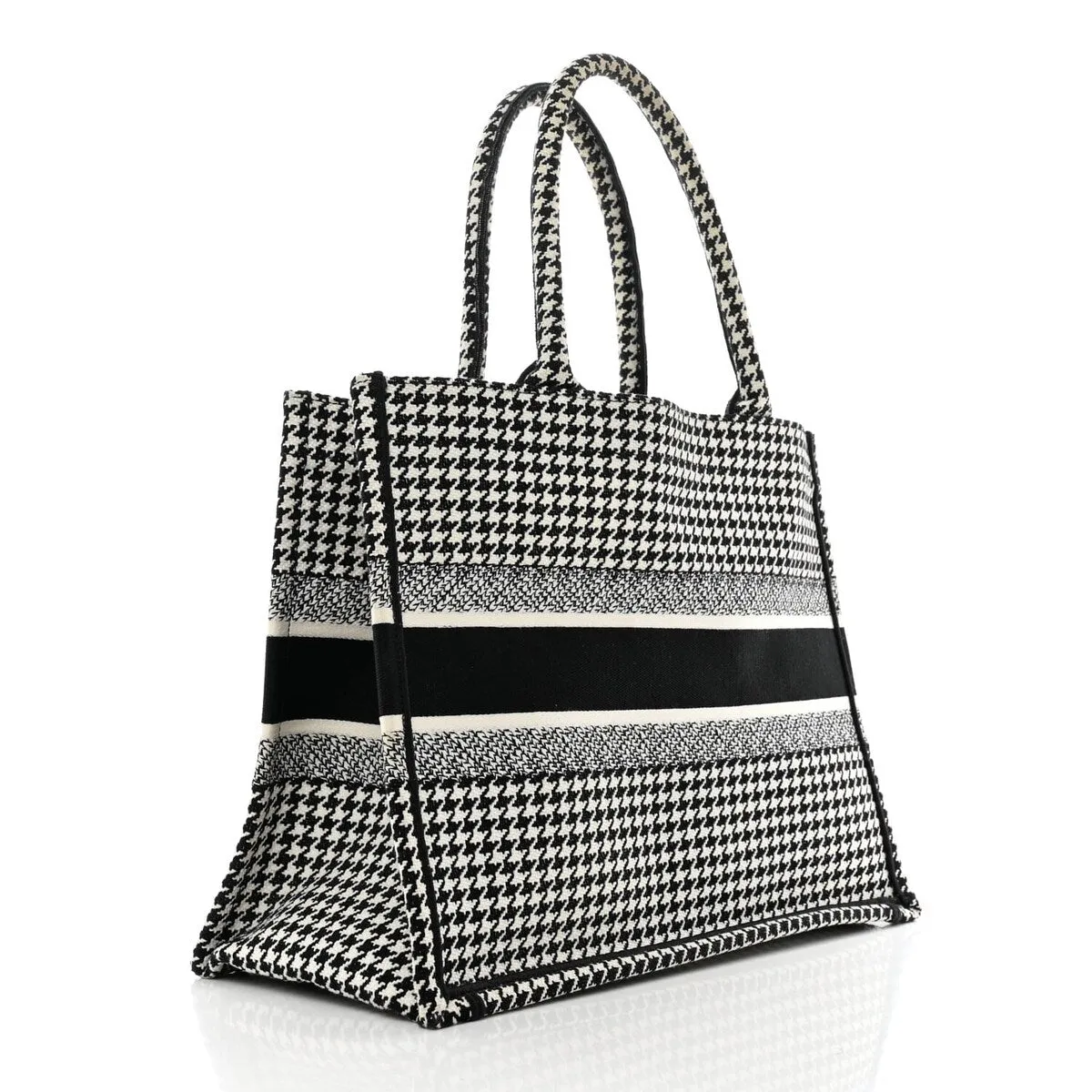 Dior Canvas Houndstooth Embroidered Medium Book Tote Black White (Pre-Owned) sold by Zulily product image thumbnail 3