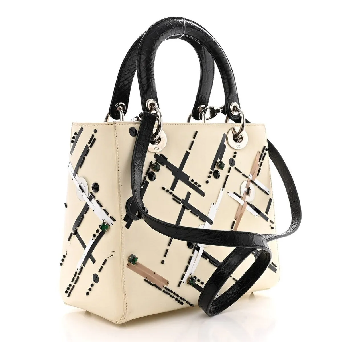 Dior Smooth Calfskin Crocodile Crystal Geometric Embellished Medium Lady Dior White sold by Zulily product image thumbnail 3