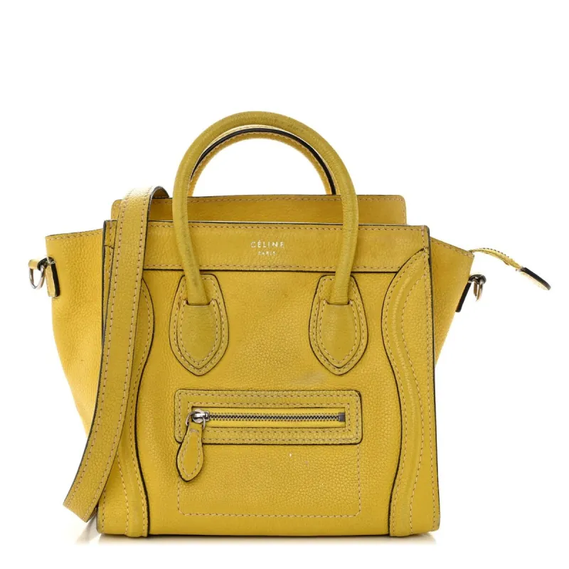Celine Drummed Calfskin Nano Luggage Citron (Pre-Owned) - One Size sold by Zulily