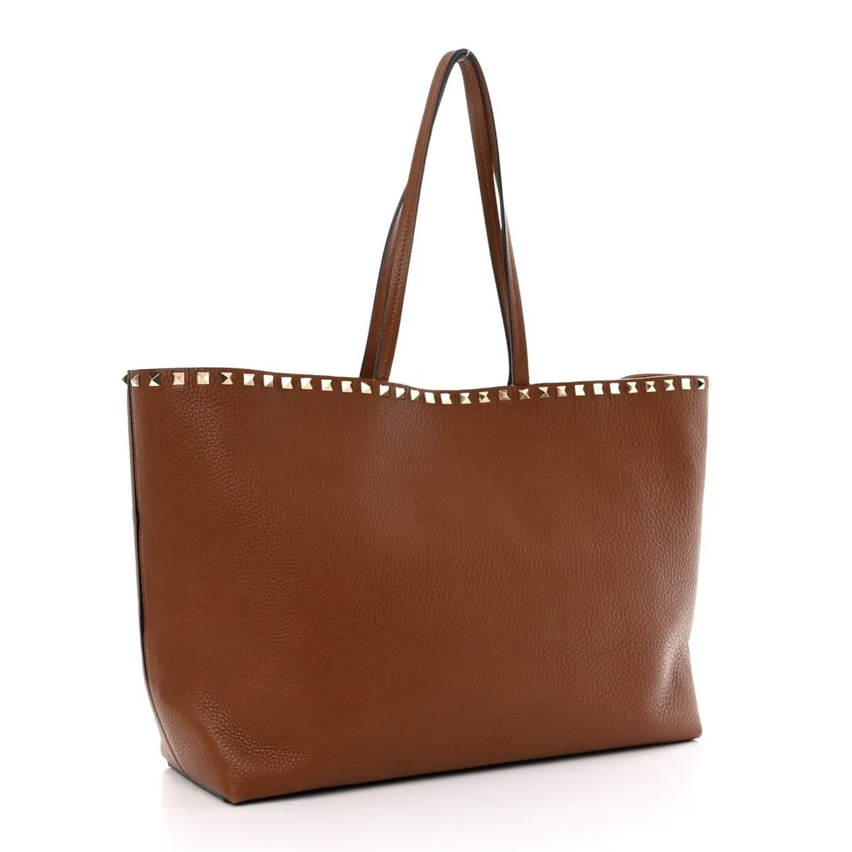 Valentino Grained Calfskin Small Rockstud Shoulder Tote Saddle Brown (Pre-Owned) - One Size sold by Zulily product image thumbnail 3
