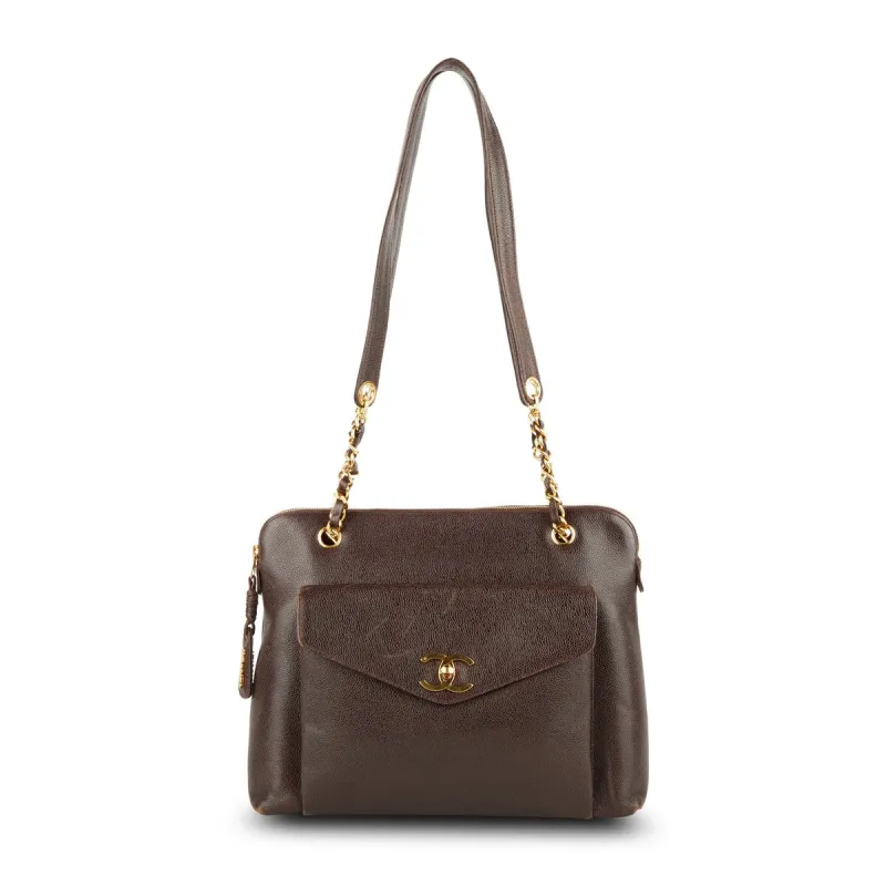 Chanel XL CC Turnlock Chain Tote Bag Caviar (Pre-Owned) - One Size sold by Zulily