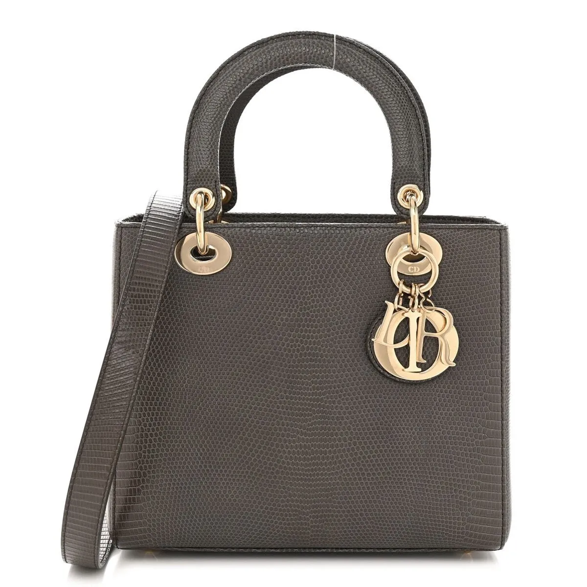 Dior Lizard Medium Lady Dior Grey (Pre-Owned) sold by Zulily