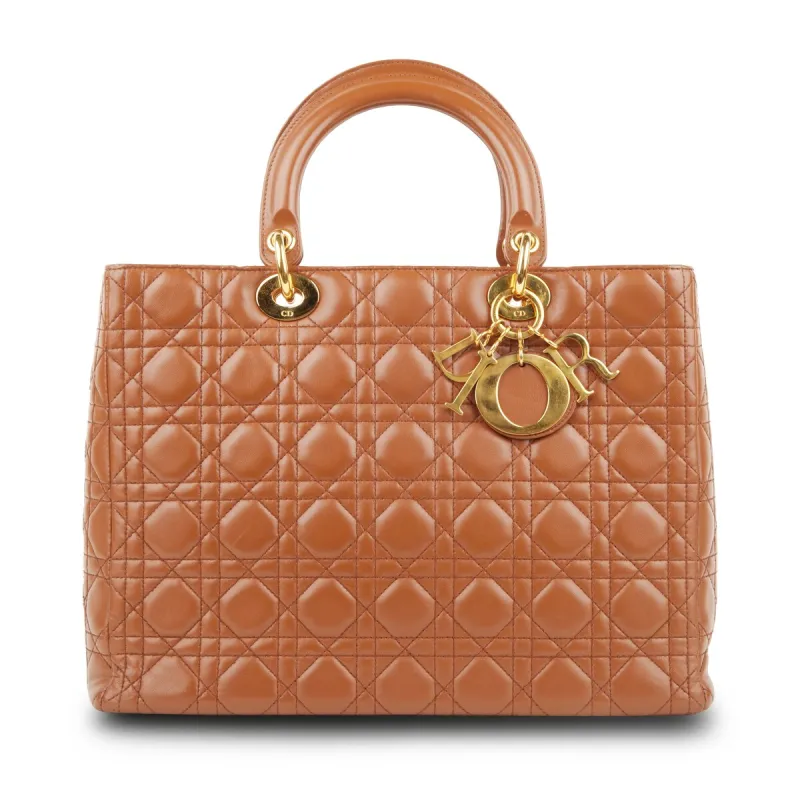 Dior Lady Dior GHW No Strap Large Cannage (Pre-Owned) sold by Zulily