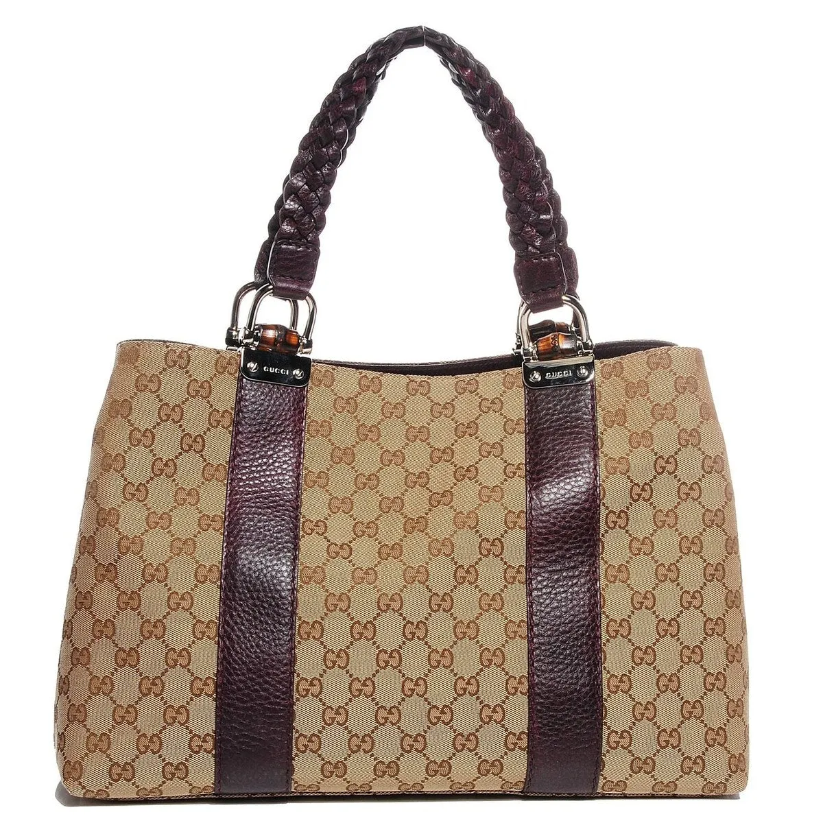 Gucci Bamboo Tote Bag 232947 GG Canvas (Pre-Owned) - One Size sold by Zulily