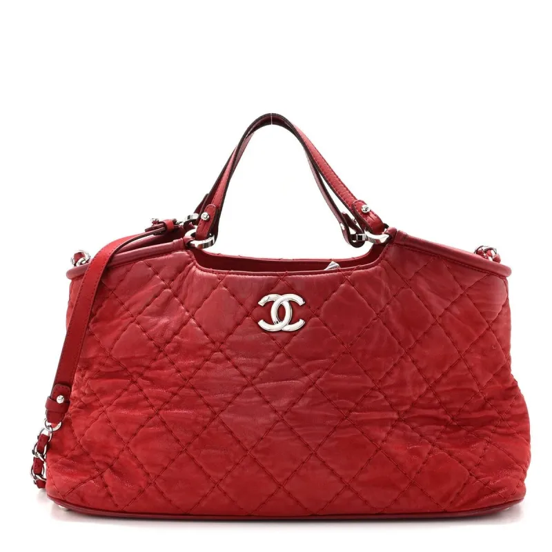Chanel Iridescent Calfskin Quilted Small Sea Hit Tote Red (Pre-Owned) - One Size sold by Zulily
