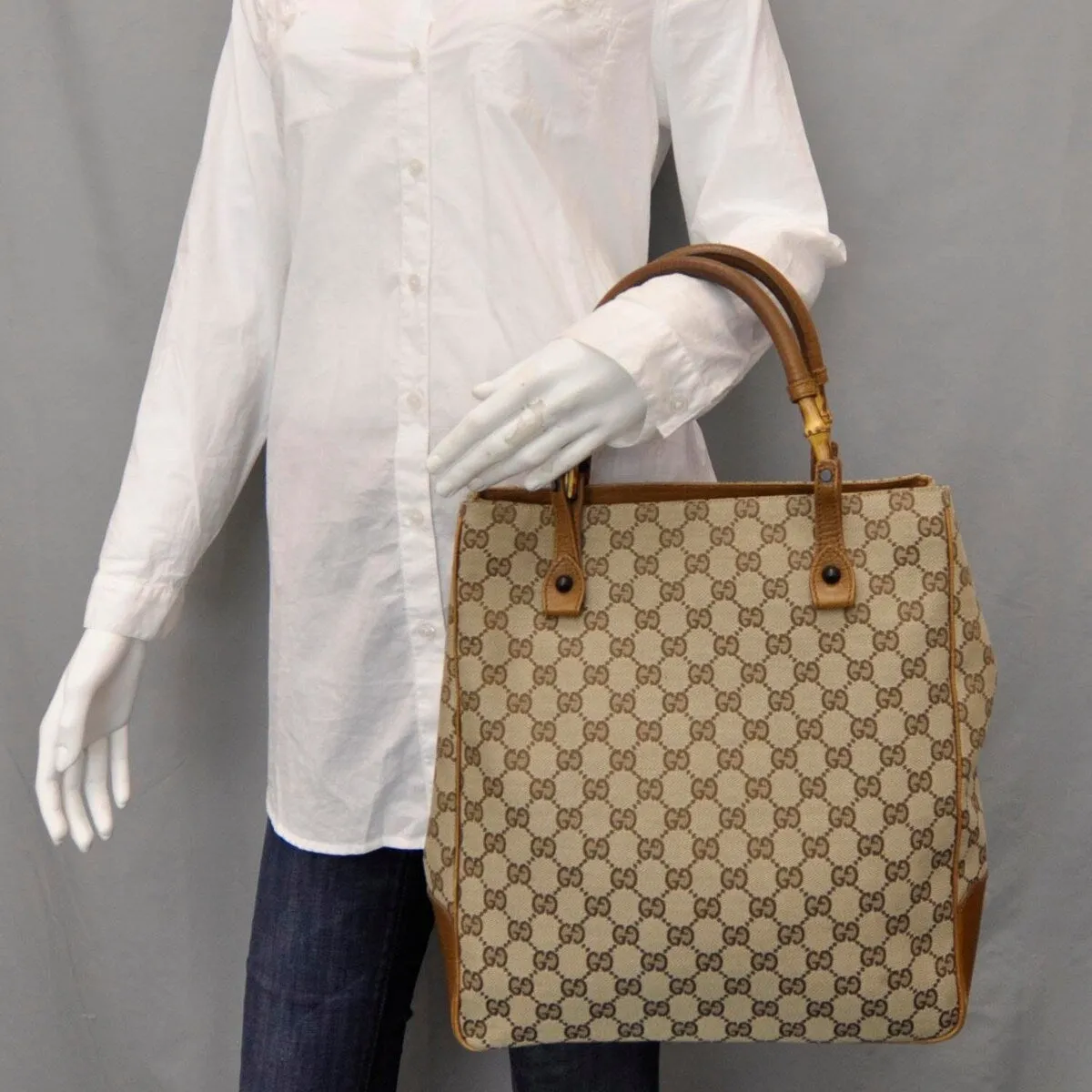 Gucci Bamboo Tote Bag GG Canvas (Pre-Owned) - One Size sold by Zulily product image thumbnail 2