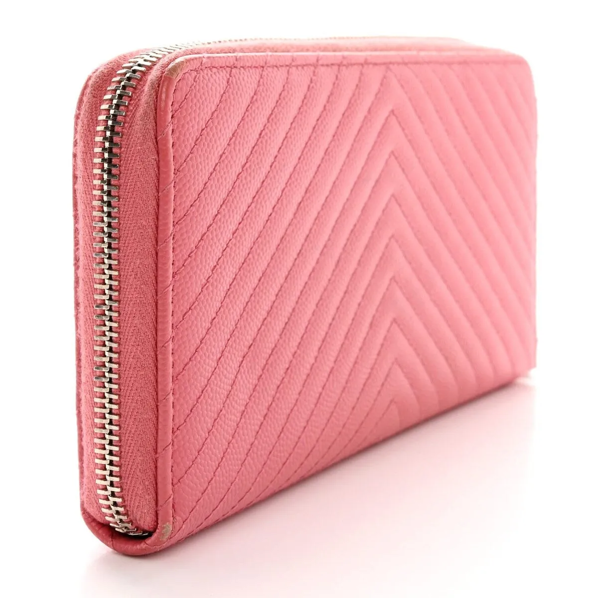 Chanel Caviar Chevron Large Gusset Zip Around Wallet Pink (Pre-Owned) - One Size sold by Zulily product image thumbnail 3