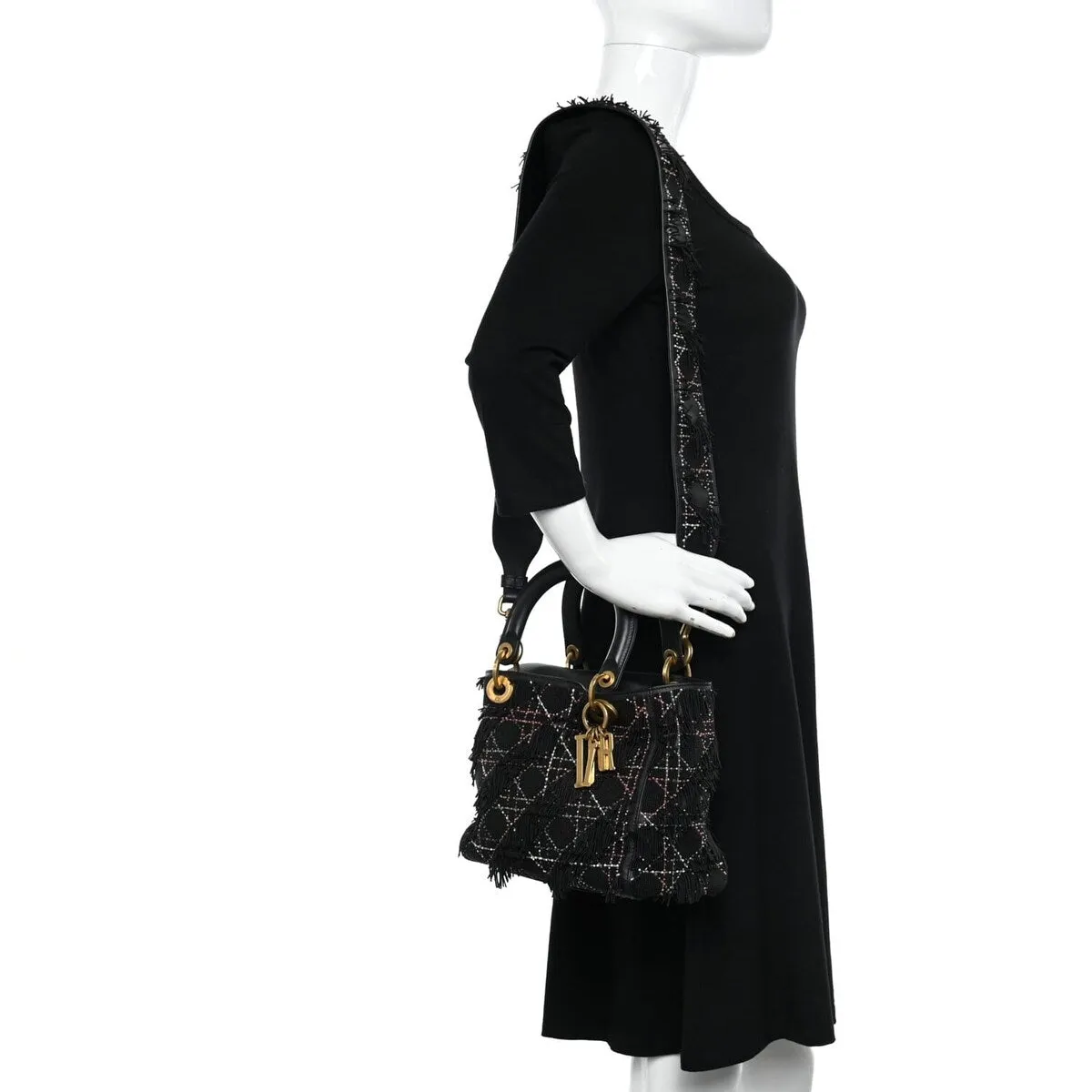 Dior Lambskin Beaded Fringe Medium Lady Dior Black Multicolor (Pre-Owned) - One Size sold by Zulily product image thumbnail 2