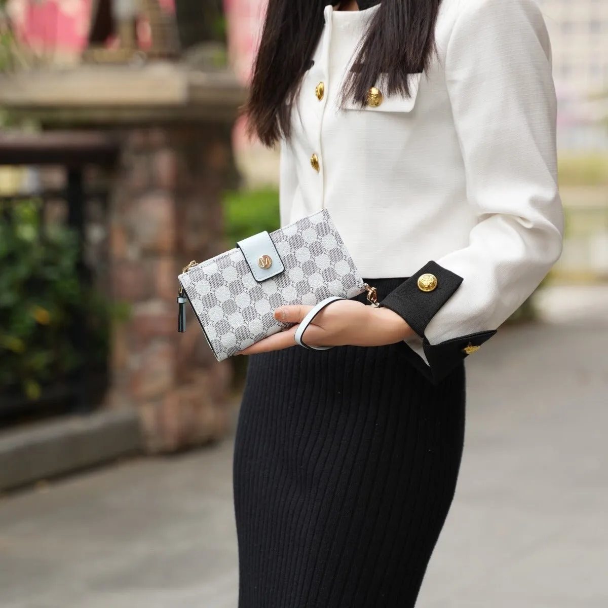 Mkfcollection Solene Monogram Wristlet Vegan Leather Designer Handbag sold by Zulily product image thumbnail 5