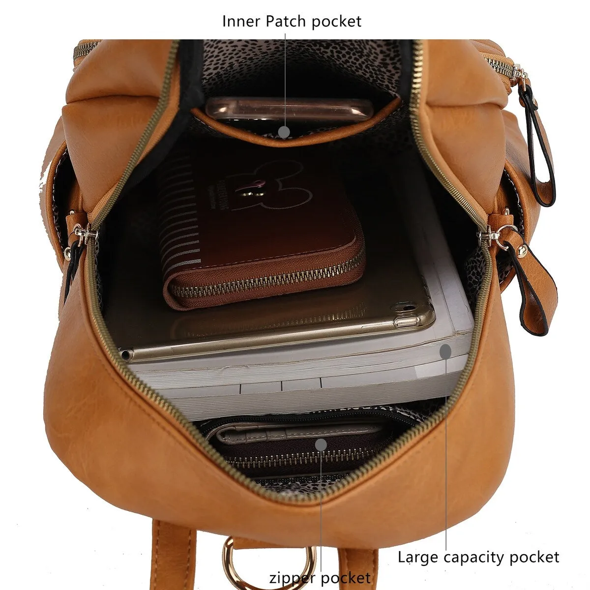 Mkfcollection Yolane Convertible Backpack Vegan Leather Designer Handbag sold by Zulily product image thumbnail 5