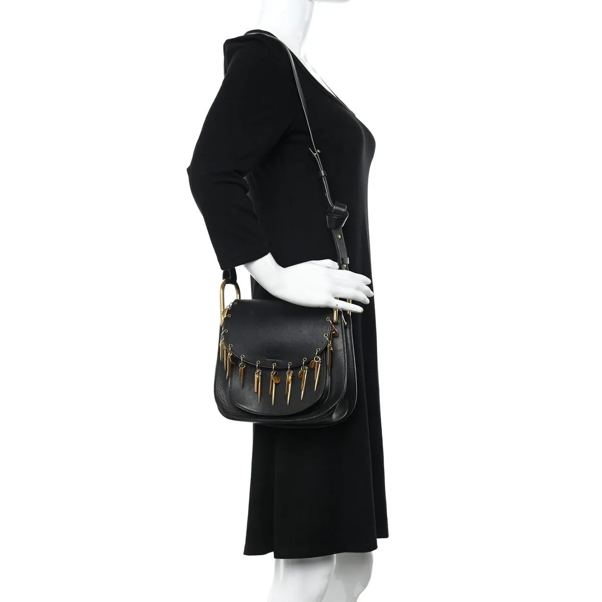 Chloe Calfskin Small Charm Hudson Shoulder Bag Black (Pre-Owned) - One Size sold by Zulily product image thumbnail 2