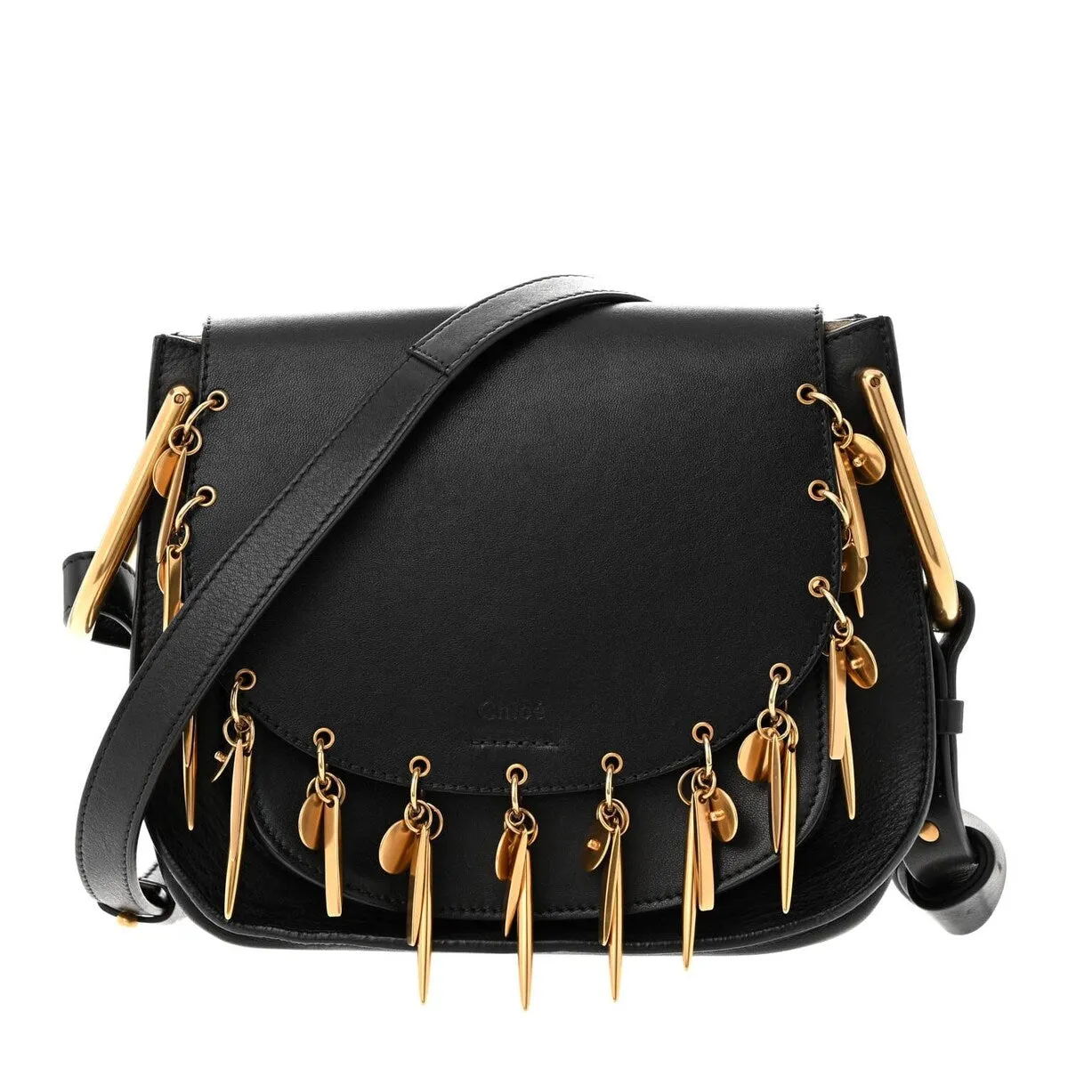 Chloe Calfskin Small Charm Hudson Shoulder Bag Black (Pre-Owned) - One Size sold by Zulily