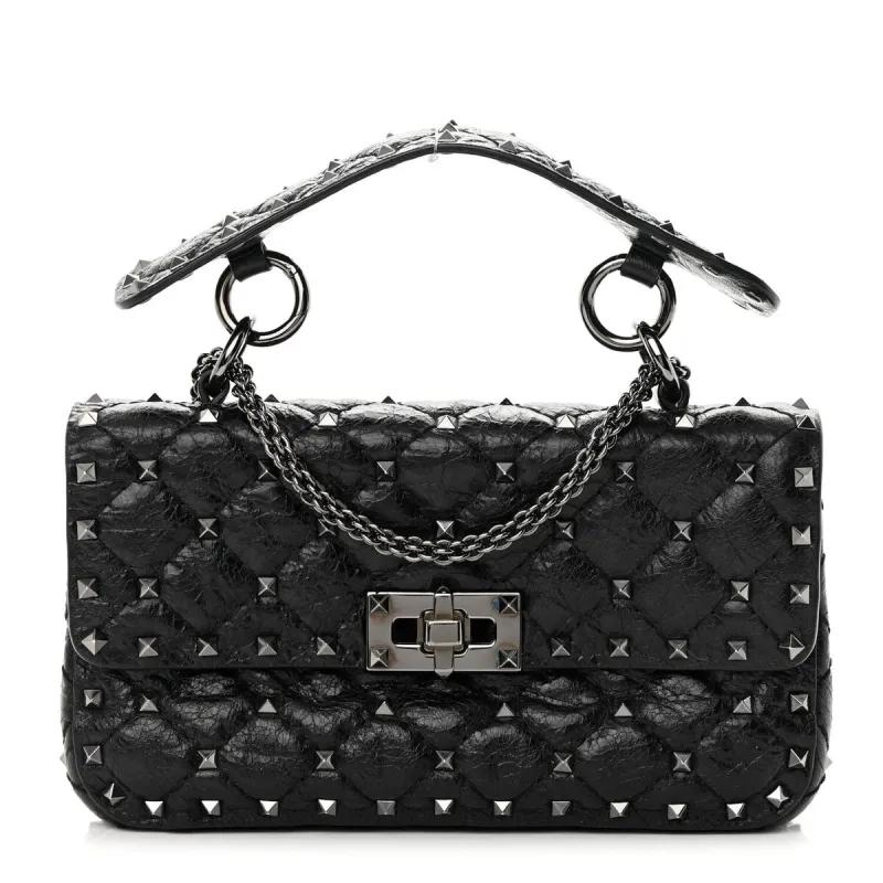 Valentino Garavani Nappa Medium Rockstud Spike Shoulder Bag Blue (Pre-Owned) - Small sold by Zulily