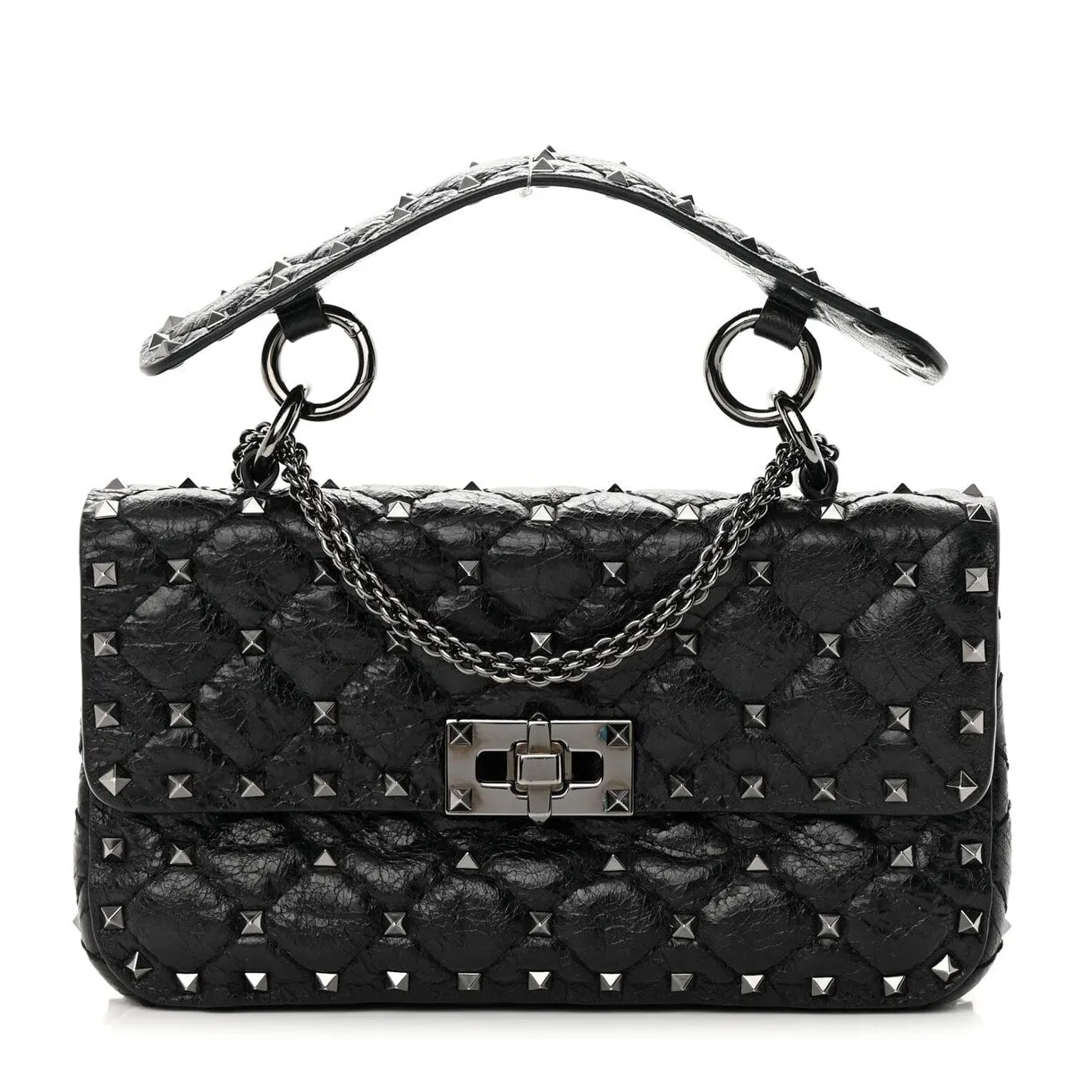 Valentino Garavani Nappa Medium Rockstud Spike Shoulder Bag Blue (Pre-Owned) - Small sold by Zulily