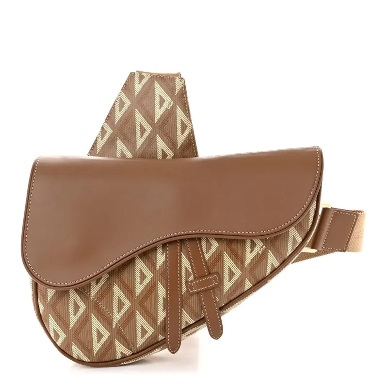 Dior Coated Canvas CD Diamond Printed Mens Saddle Bag Coffee (Pre-Owned) - One Size sold by Zulily