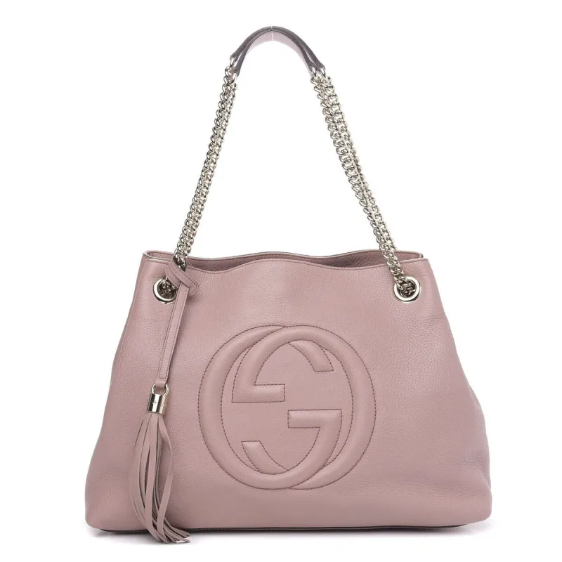 Gucci Pebbled Calfskin Medium Soho Chain Shoulder Bag Off White (Pre-Owned) - One Size sold by Zulily