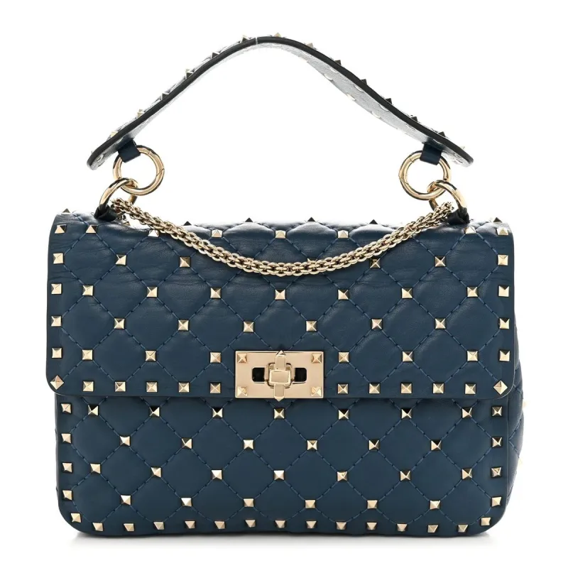 Valentino Garavani Grained Calfskin Medium Rockstud Spike Shoulder Bag Black White sold by Zulily