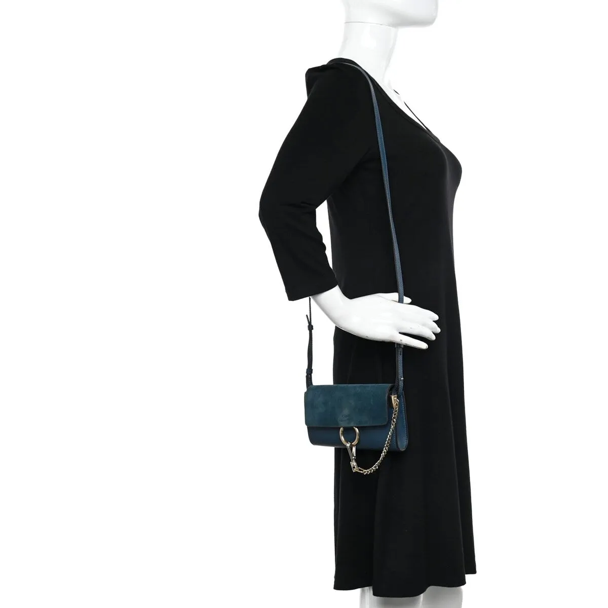 Chloe Suede Calfskin Medium Faye Shoulder Bag Silver Blue (Pre-Owned) - Small sold by Zulily product image thumbnail 2