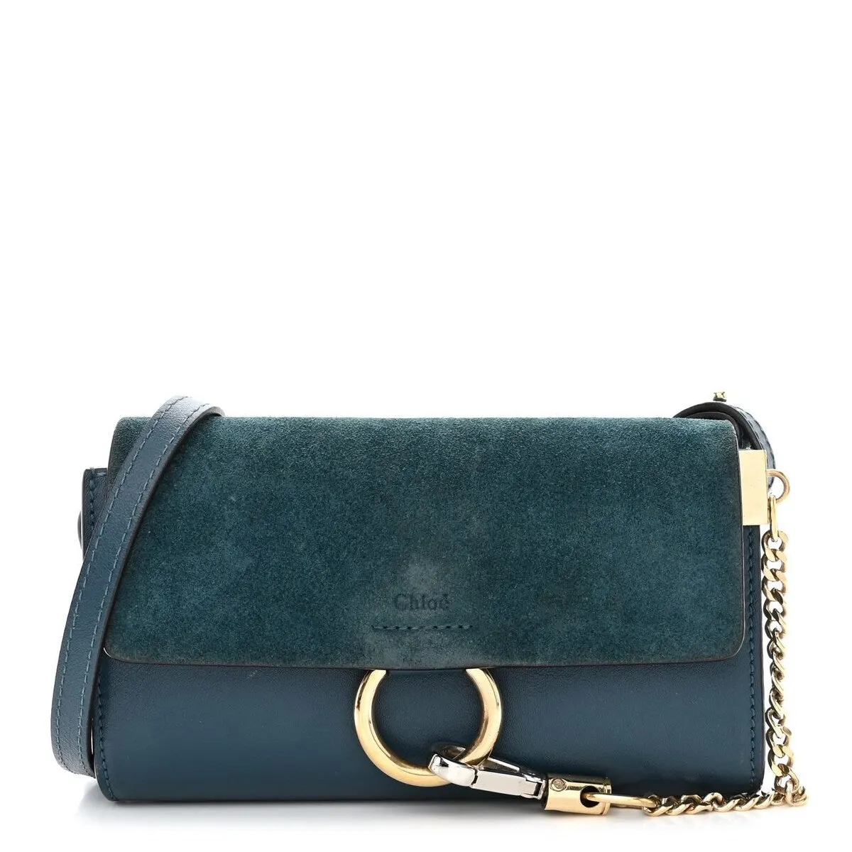 Chloe Suede Calfskin Medium Faye Shoulder Bag Silver Blue (Pre-Owned) - Small sold by Zulily