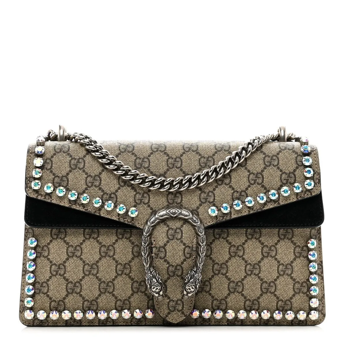 Gucci GG Supreme Monogram Crystal Small Dionysus Shoulder Bag Black (Pre-Owned) sold by Zulily