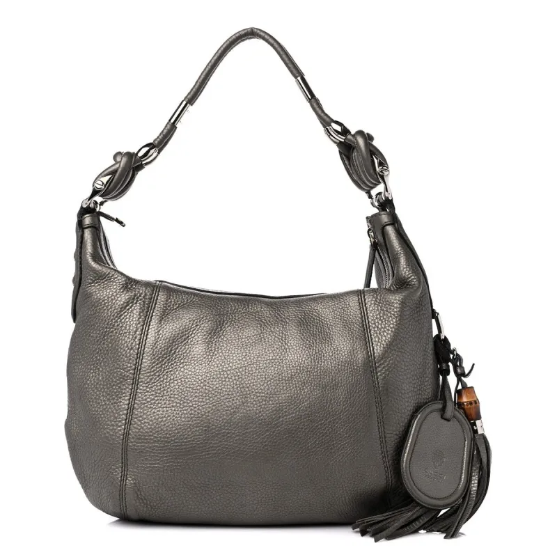 Gucci Metallic Pebbled Calfskin Medium Techno Horsebit Hobo Sasso (Pre-Owned) - One Size sold by Zulily