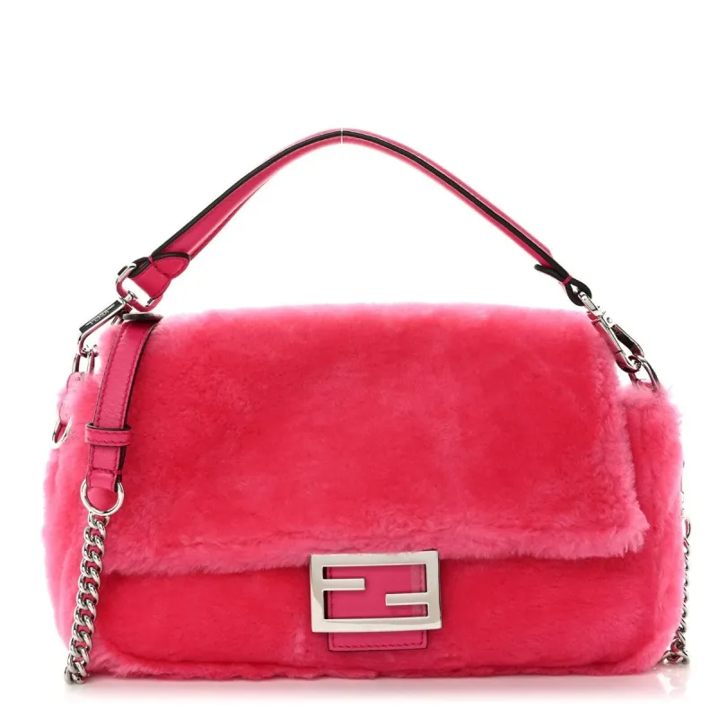 Fendi Shearling Shiny Nappa Baguette Rosa Fluo (Pre-Owned) - One Size sold by Zulily