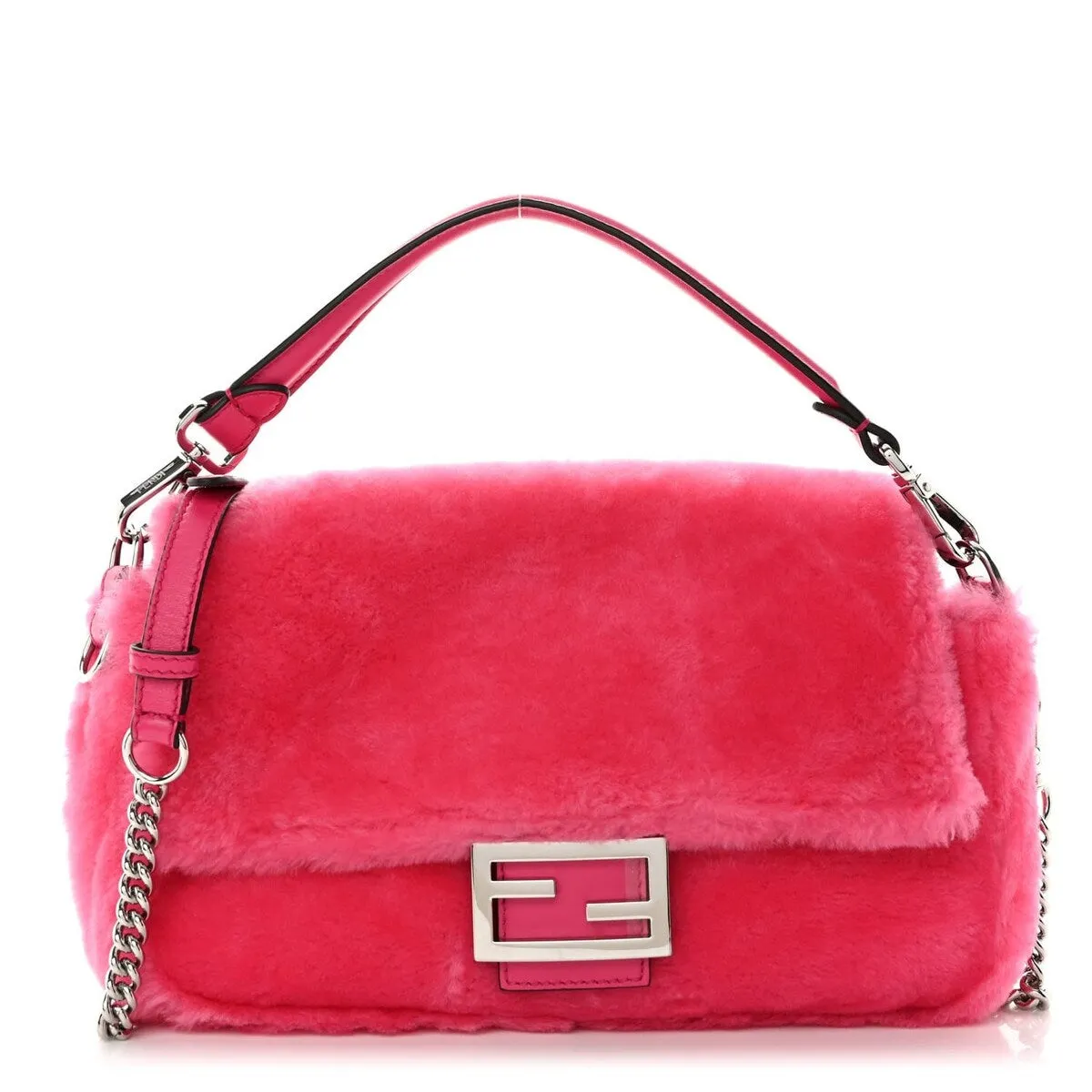 Fendi Shearling Shiny Nappa Baguette Rosa Fluo (Pre-Owned) - One Size sold by Zulily