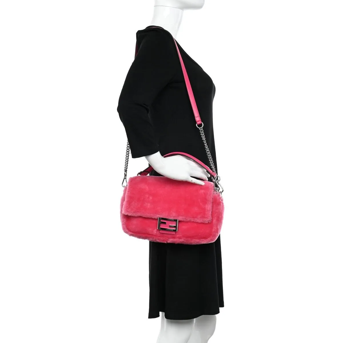 Fendi Shearling Shiny Nappa Baguette Rosa Fluo (Pre-Owned) - One Size sold by Zulily product image thumbnail 2