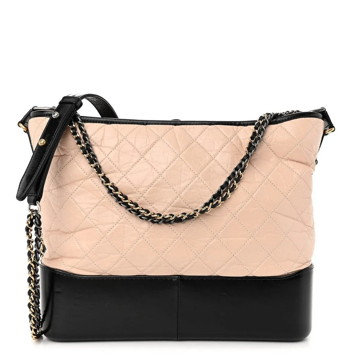 Chanel Aged Calfskin Quilted Large Gabrielle Hobo Beige Black (Pre-Owned) sold by Zulily