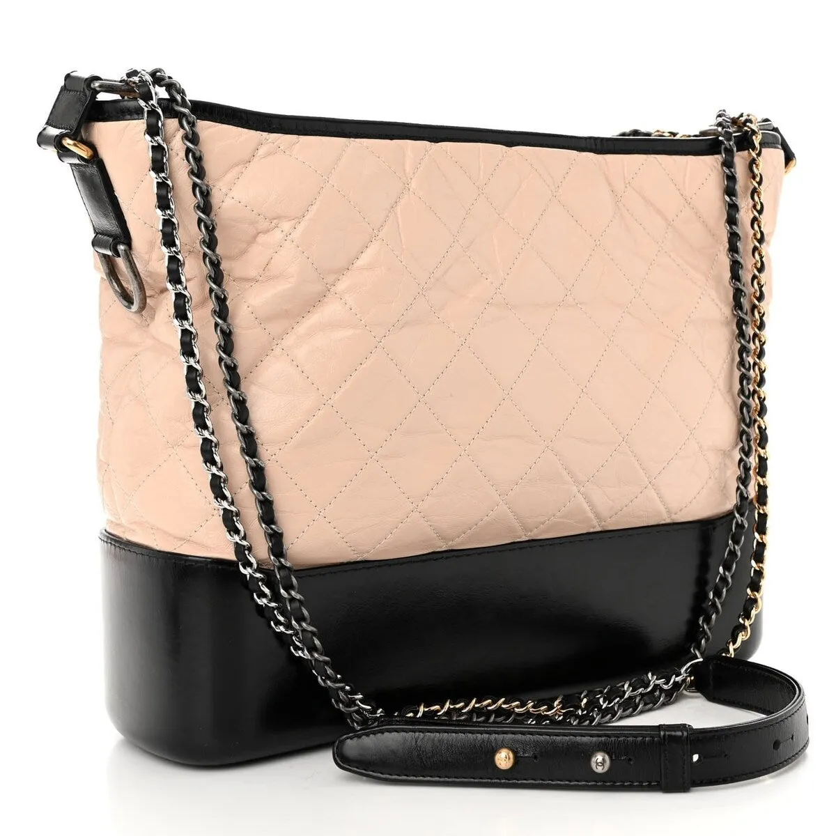 Chanel Aged Calfskin Quilted Large Gabrielle Hobo Beige Black (Pre-Owned) sold by Zulily product image thumbnail 3