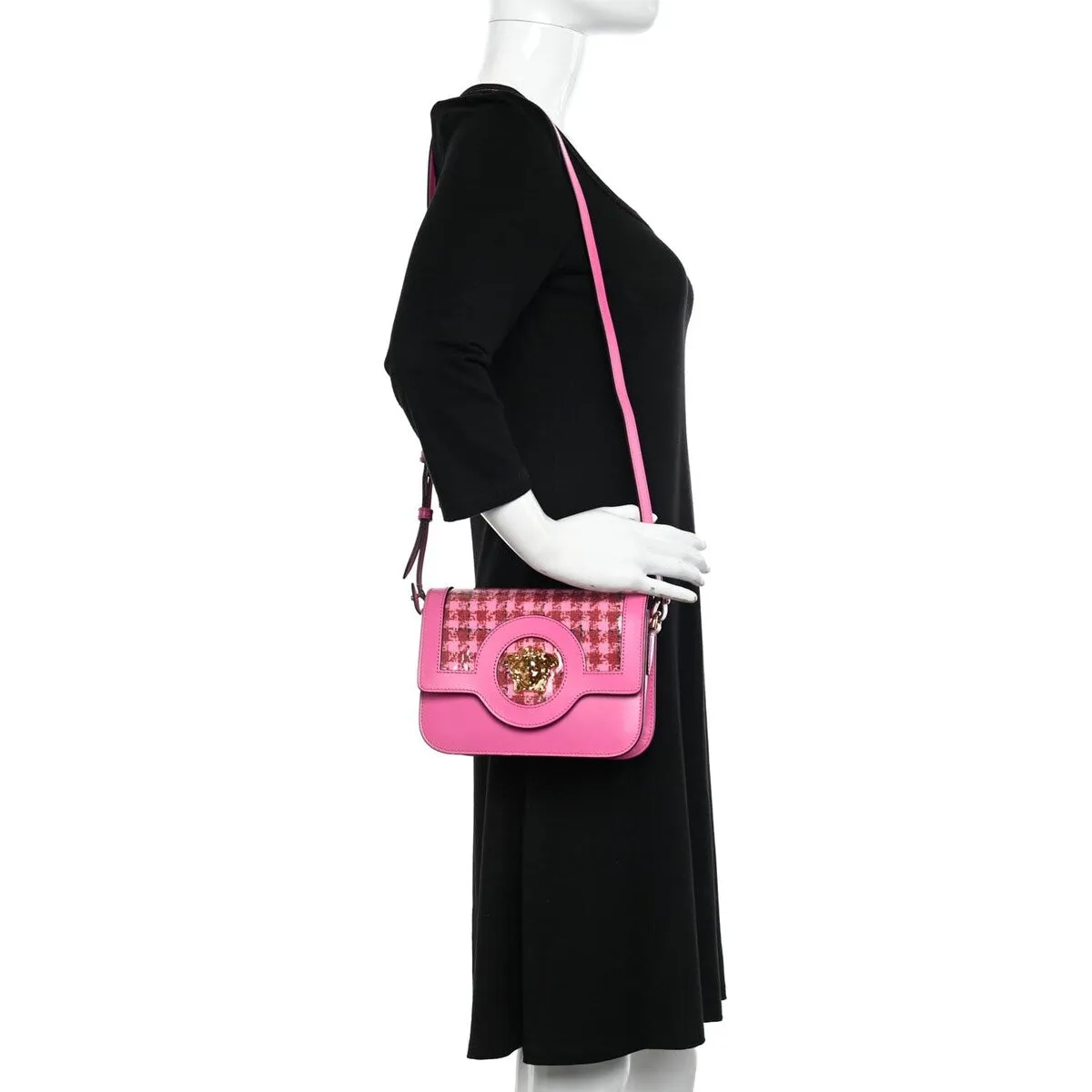 Versace Calfskin Tweed Vinyl Medusa Bag Pink (Pre-Owned) - One Size sold by Zulily product image thumbnail 2